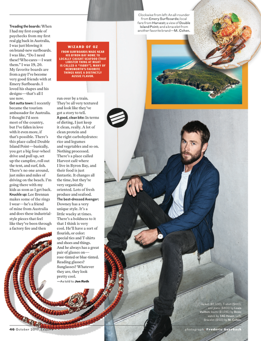 EMERY FEATURED IN ESQUIRE MAGAZINE, NEW YORK OCT 2017