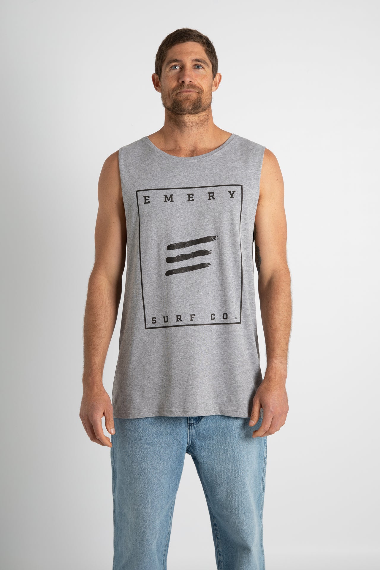 SURF CO BAND CUT TEE / GREY MARLE (BACK IN STOCK)