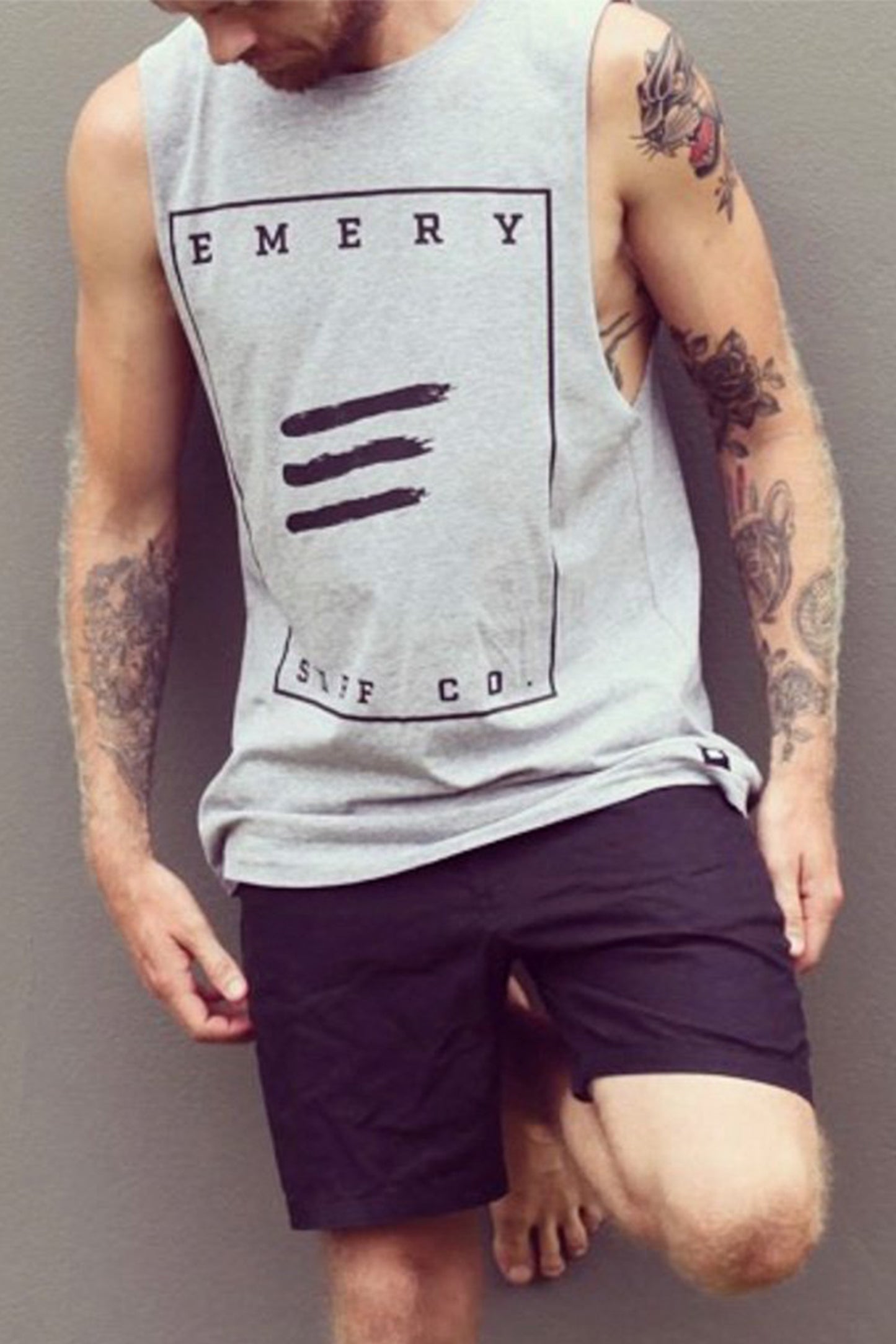 SURF CO BAND CUT TEE / GREY MARLE (BACK IN STOCK)