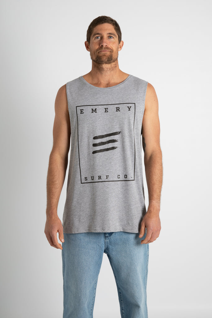 SURF CO BAND CUT TEE / GREY MARLE - BACK IN STOCK