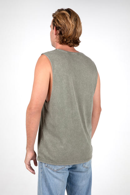 HEX BAND CUT TEE / MOSS STONE