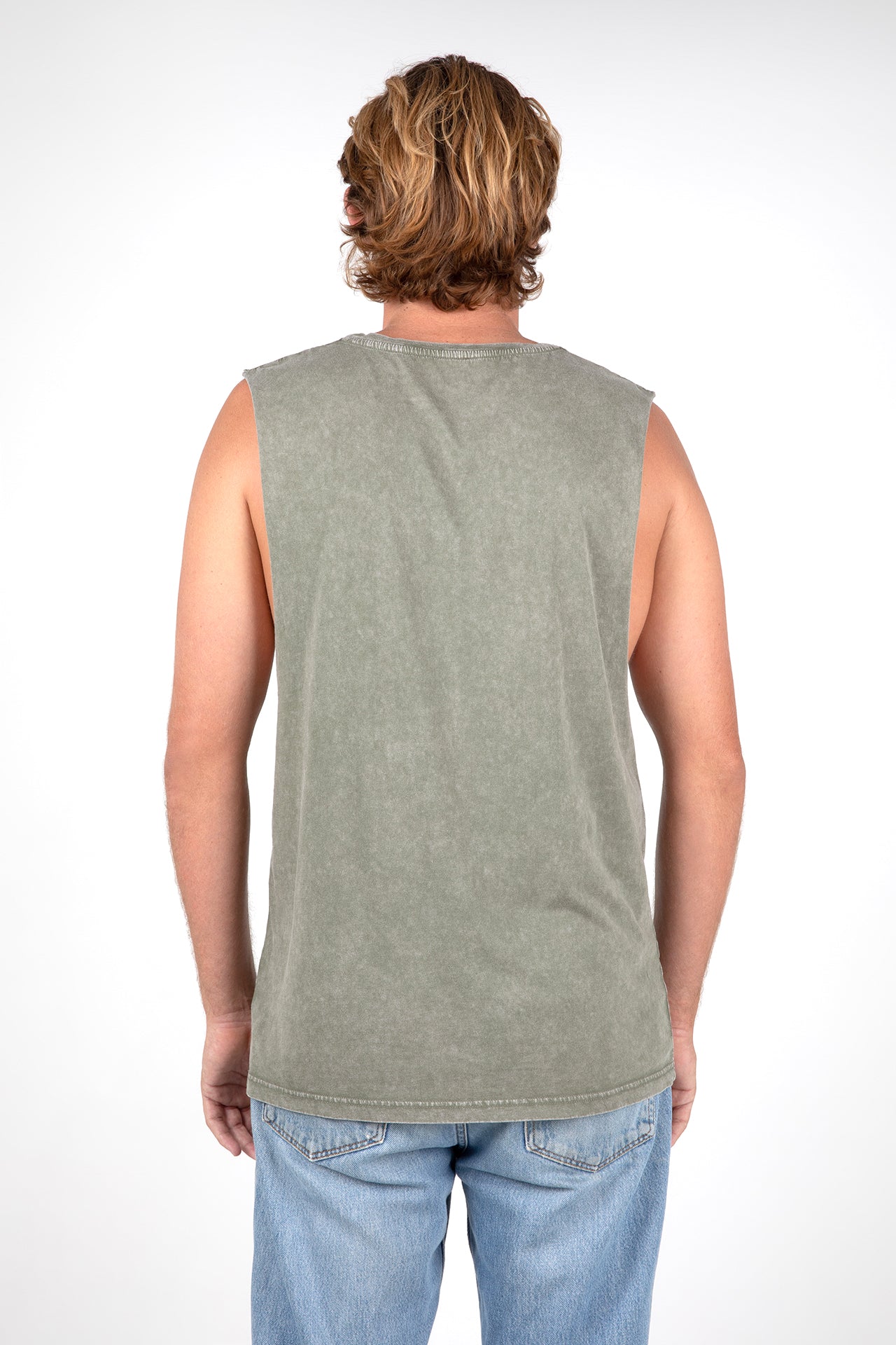HEX BAND CUT TEE / MOSS STONE