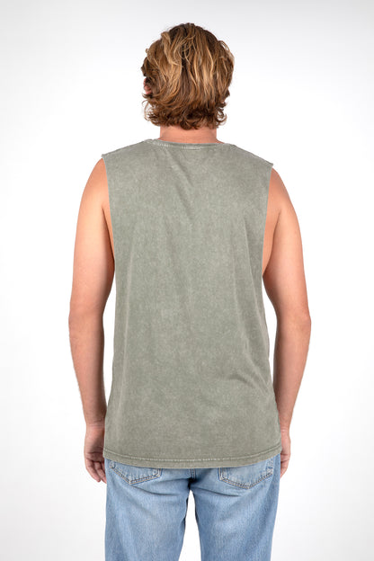 HEX BAND CUT TEE / MOSS STONE
