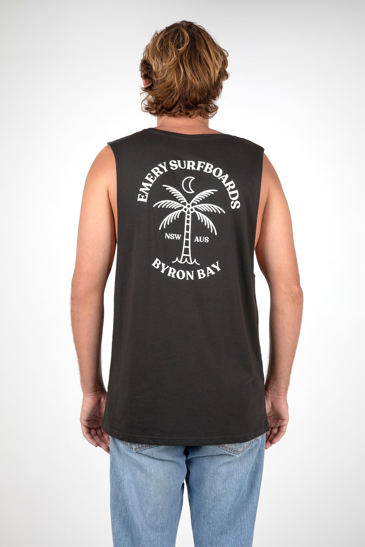 NEW PALM BAND CUT TEE / COAL