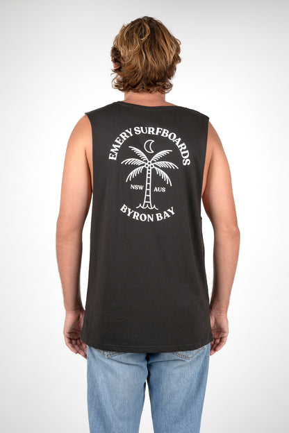 NEW PALM BAND CUT TEE / COAL